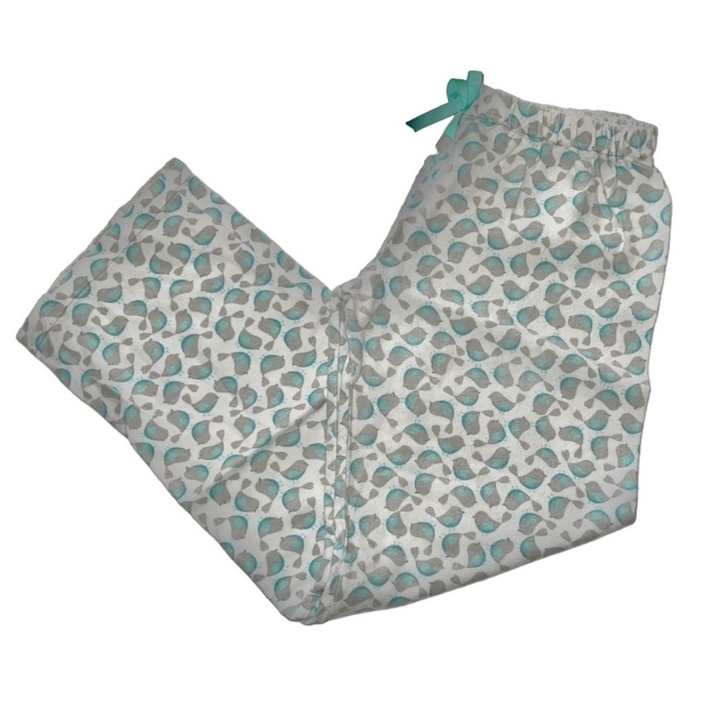 Small Shop Boutique White & Aqua Bird Flannel
Pj Pants Sz 10/12